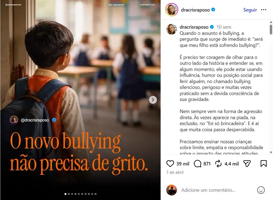 Carrossel viral de @dracrisraposo