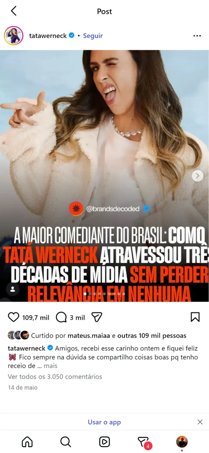 Famoso repostando conteúdo do BrandsDecoded